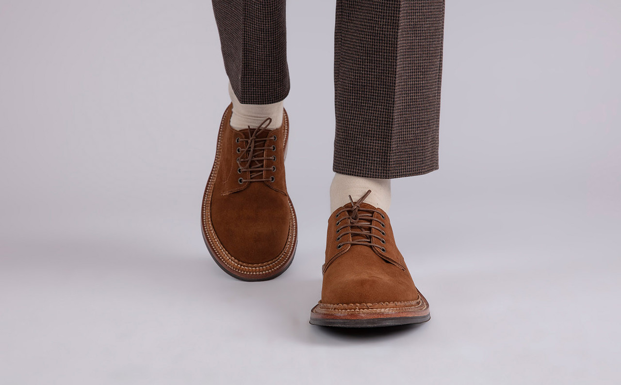 Dermot Mens Shoes in Brown Suede with Triple Welt Grenson