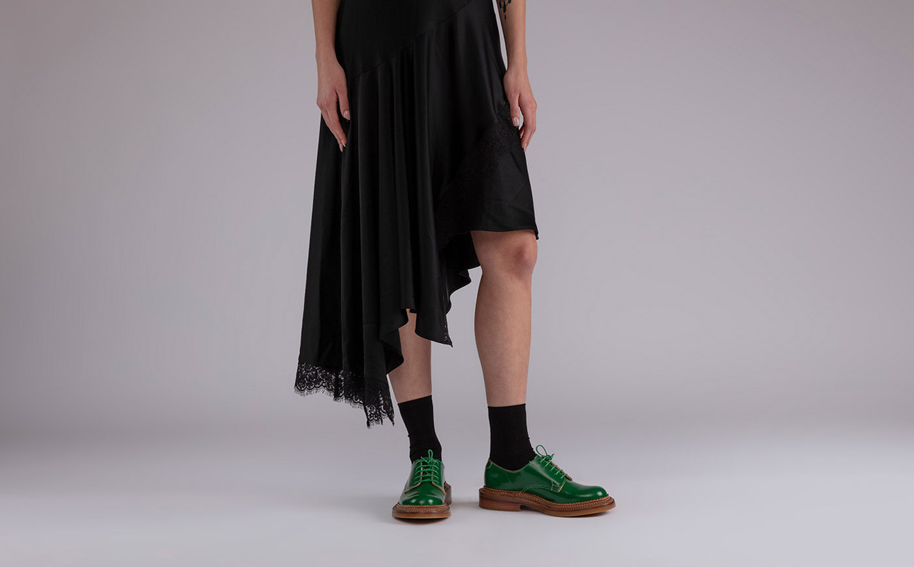 Devon Womens Shoes in Green with Triple Welt Grenson