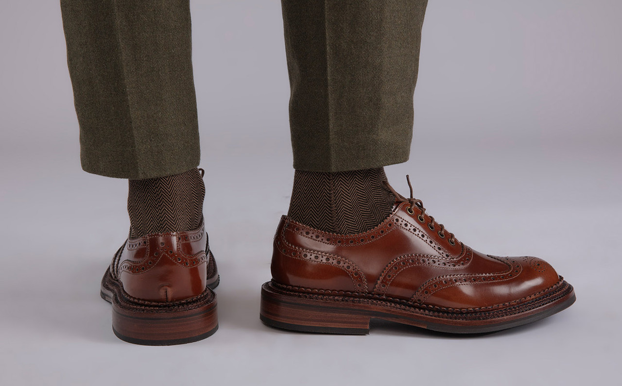Dominic Mens Brogues in Brown with Triple Welt Grenson