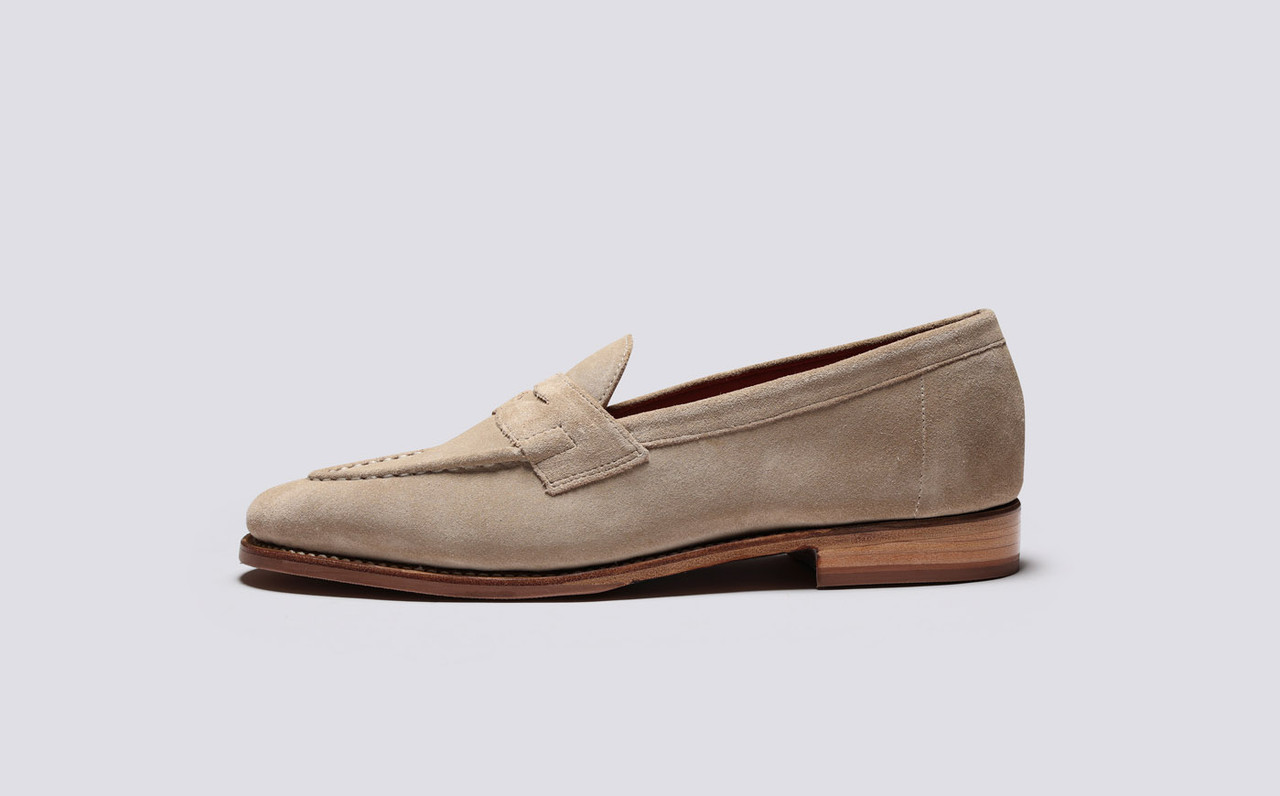 Floyd Mens Loafers in Beige Suede Grenson