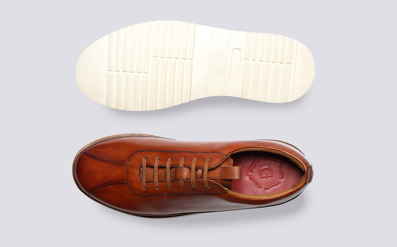 Sneaker 1 Welted Mens Sneakers in Tan Leather Grenson