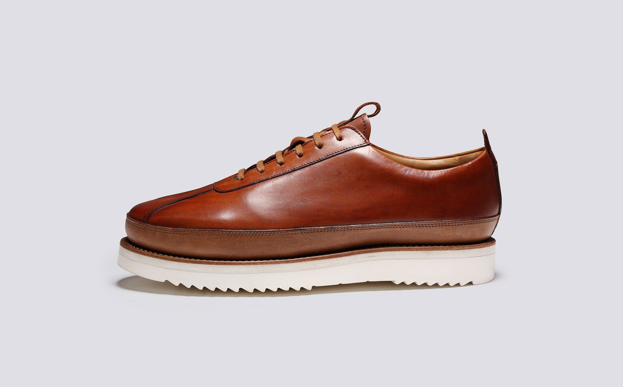 Sneaker 1 Welted Mens Sneakers in Tan Leather Grenson