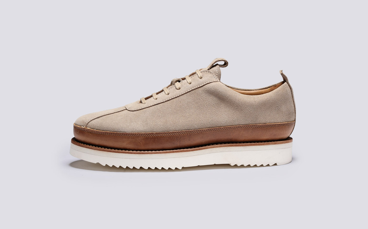 Sneaker 1 Welted Mens Sneakers in Beige Suede Grenson