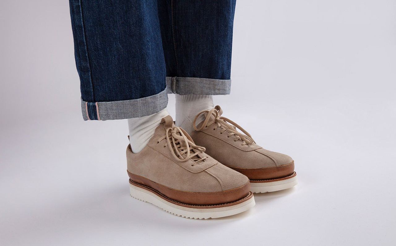 Sneaker 1 Welted Mens Sneakers in Beige Suede Grenson