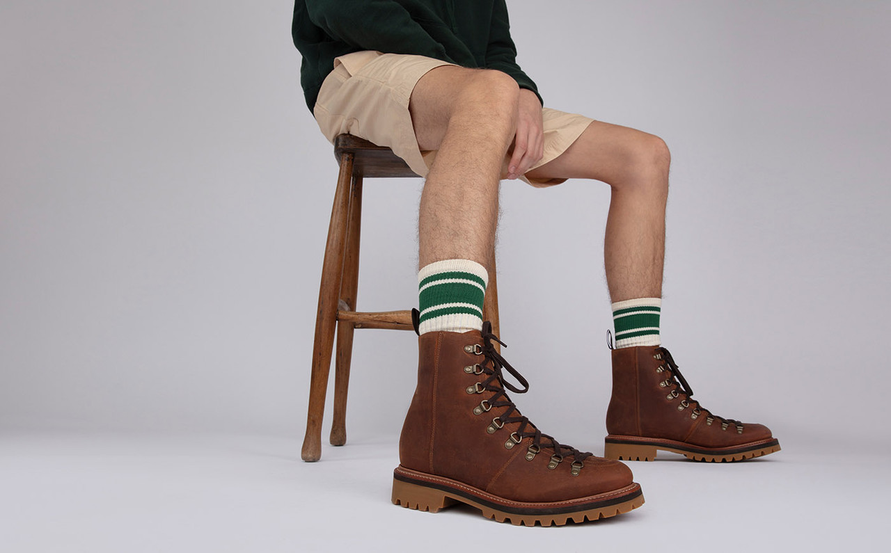 Grenson tan boots for men Fred | Mens Brogue Boot in Tan Calf Leather with a Leather  main image 4