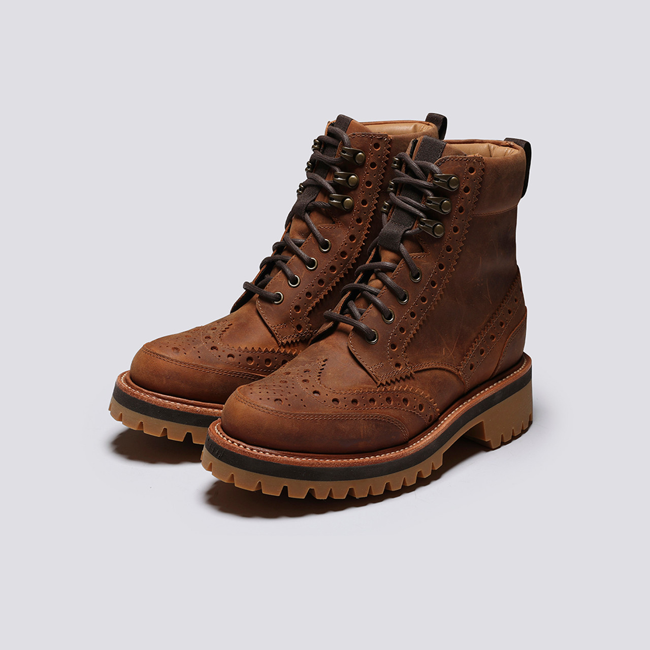 Womens tan top brogue boots
