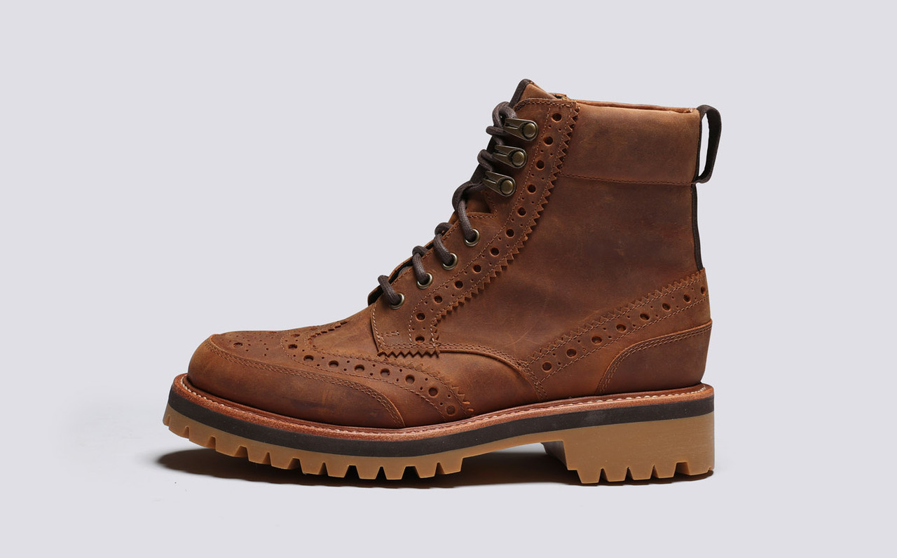 Womens tan brogue boots sales