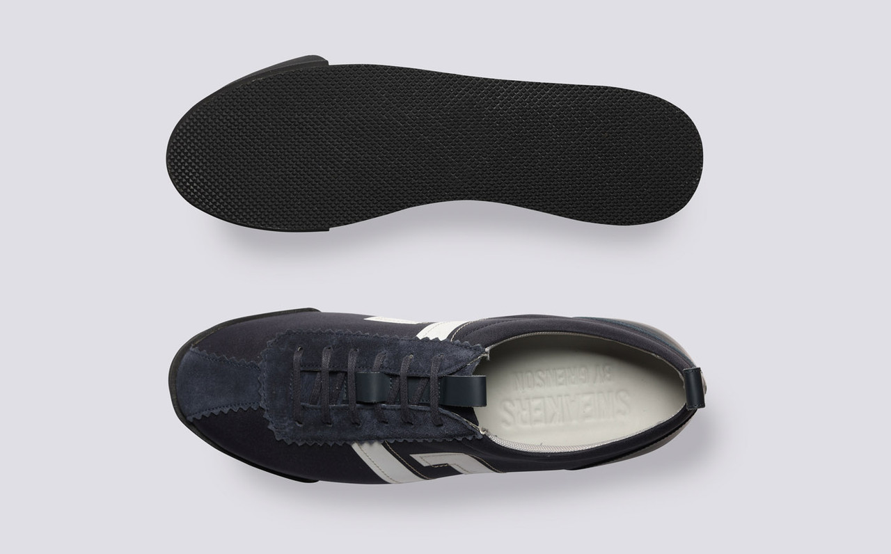 Sneaker 80 Mens Trainers in Navy Recycled Canvas Grenson