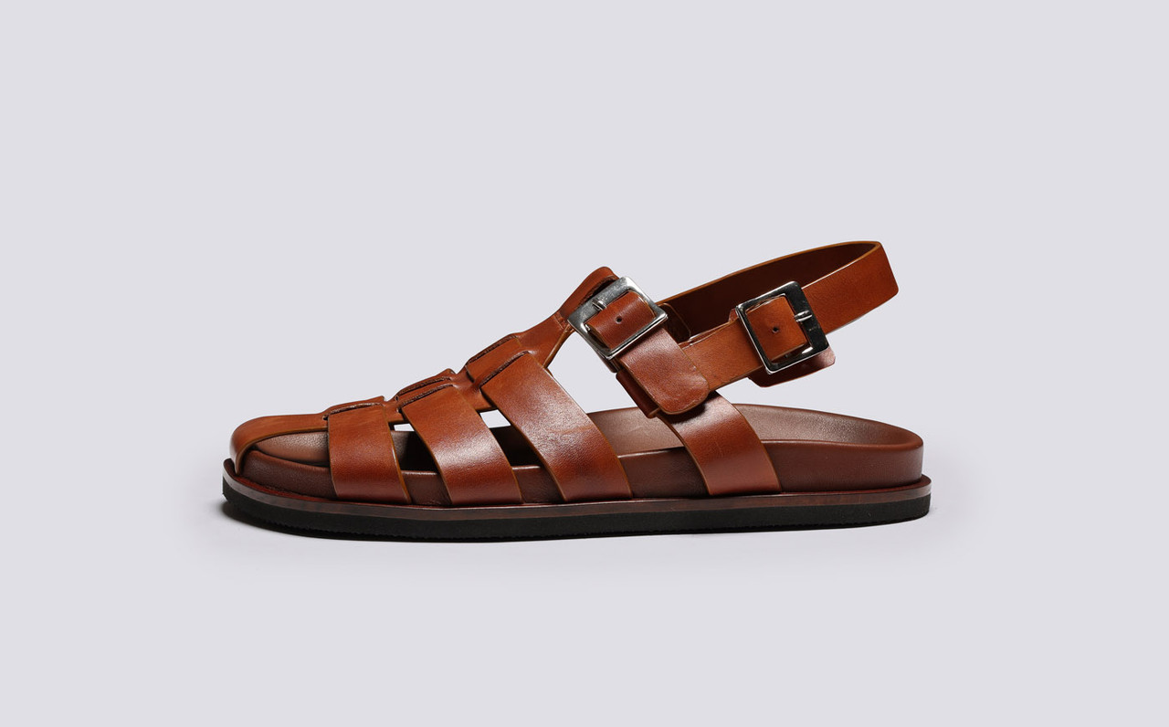 Quinta Womens Sandals in Tan Leather Grenson