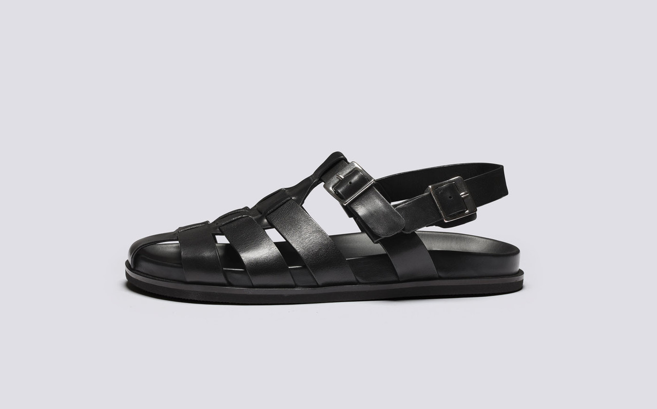 Keen Mens Glisan‎ Waterproof Fisherman Hiking Sandals SZ 9 Black Leather 13046 Calfskin Leather Fisherman Sandals in Black – Gardenheir main image 2