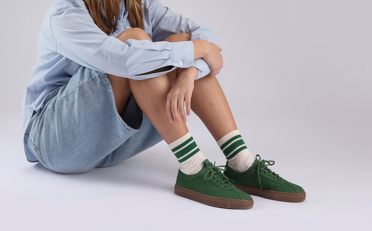 Womens Sneaker 1 C Womens Sneakers in Green Canvas Grenson