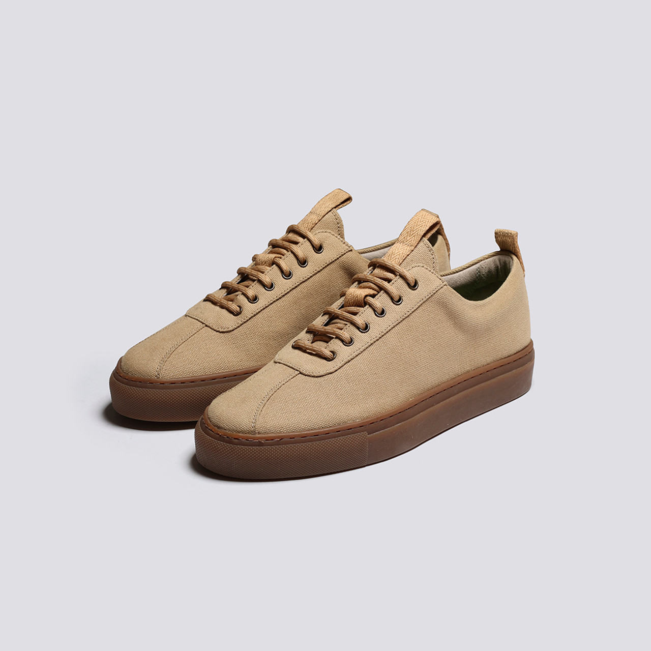 Womens Sneaker 1 C Womens Sneakers in Sand Canvas Grenson