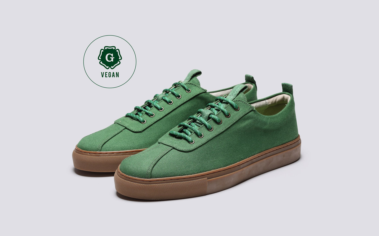 Green canvas texture stripe lace up shoe sneaker | Womens sneakers shoes  online 2617WS