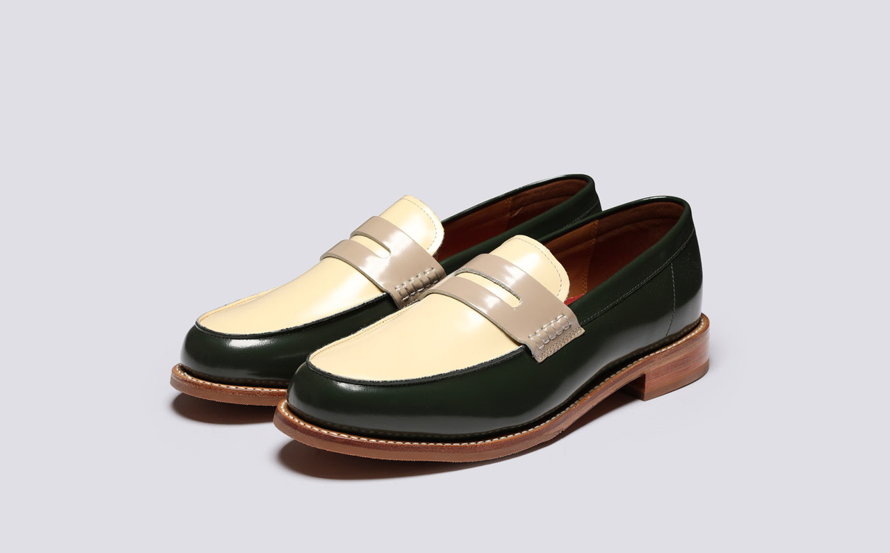 Green penny loafers discount