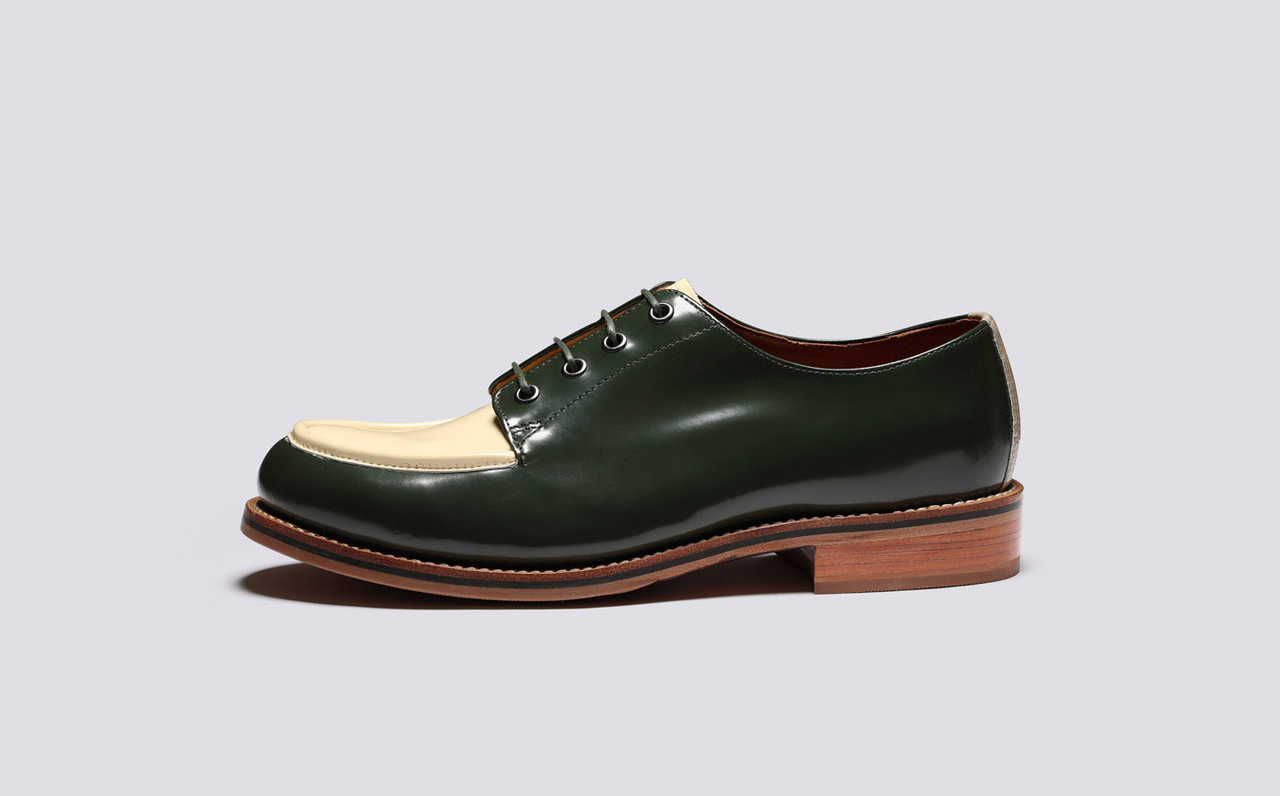 Eric Mens Derby Shoes in Green Gloss Multi Leather Grenson