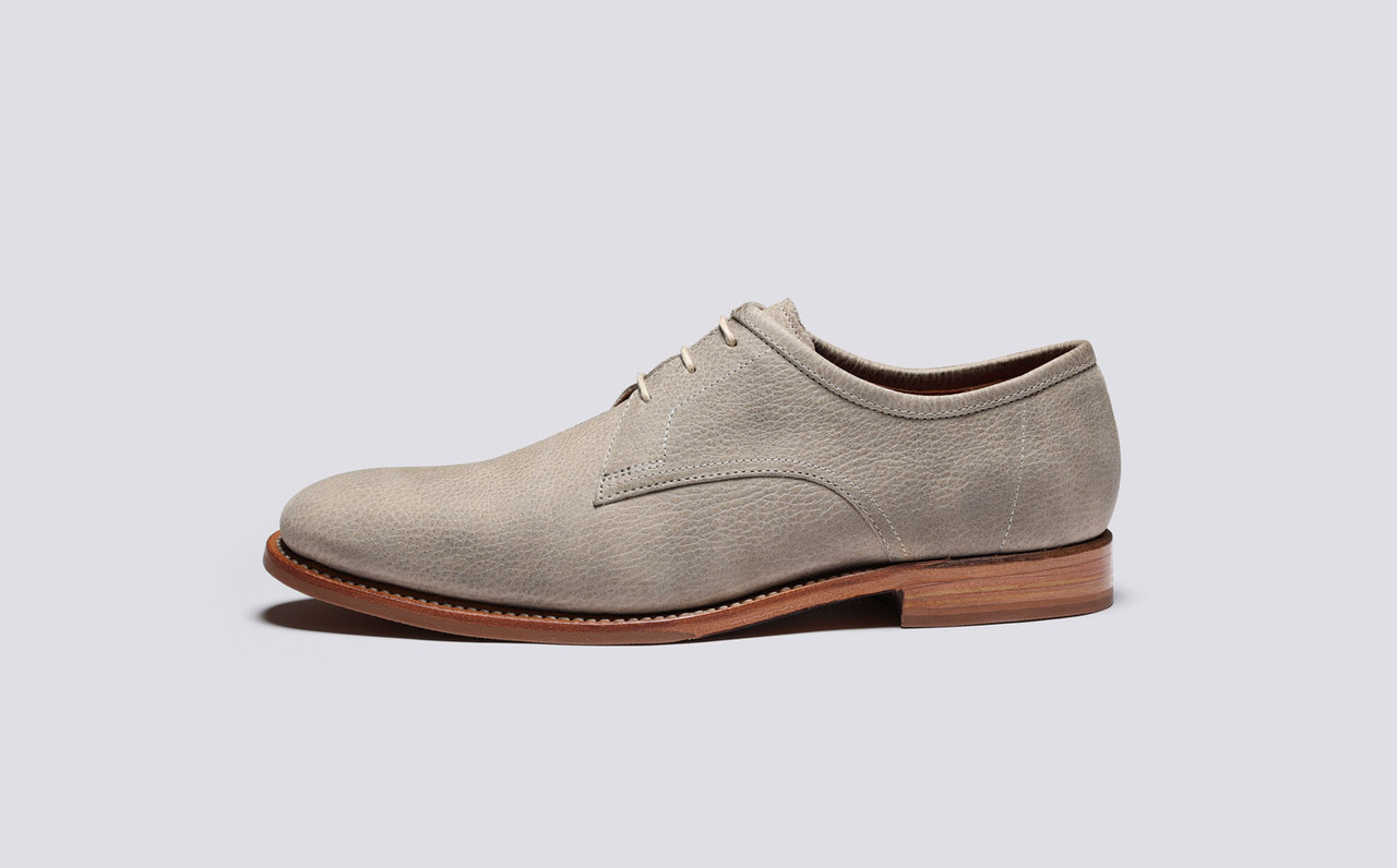 Lennie Mens Derby Shoes in Stone Natural Grain Grenson
