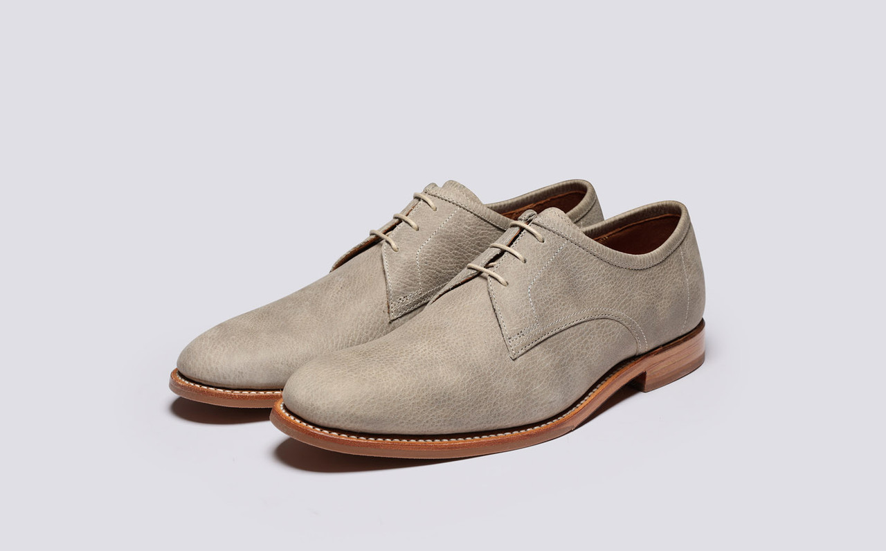 Lennie Mens Derby Shoes in Stone Natural Grain Grenson