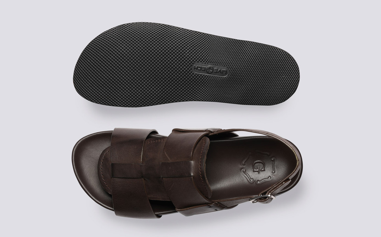 Wiley Mens Sandals in Dark Brown Nubuck Grenson