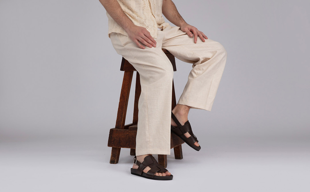 Wiley Mens Sandals in Dark Brown Nubuck Grenson