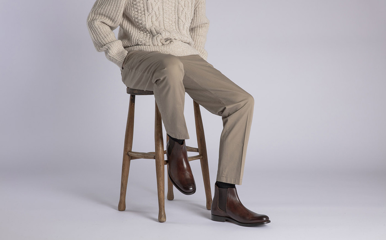 Declan | Mens Chelsea Boots in Dark Brown Leather | Grenson