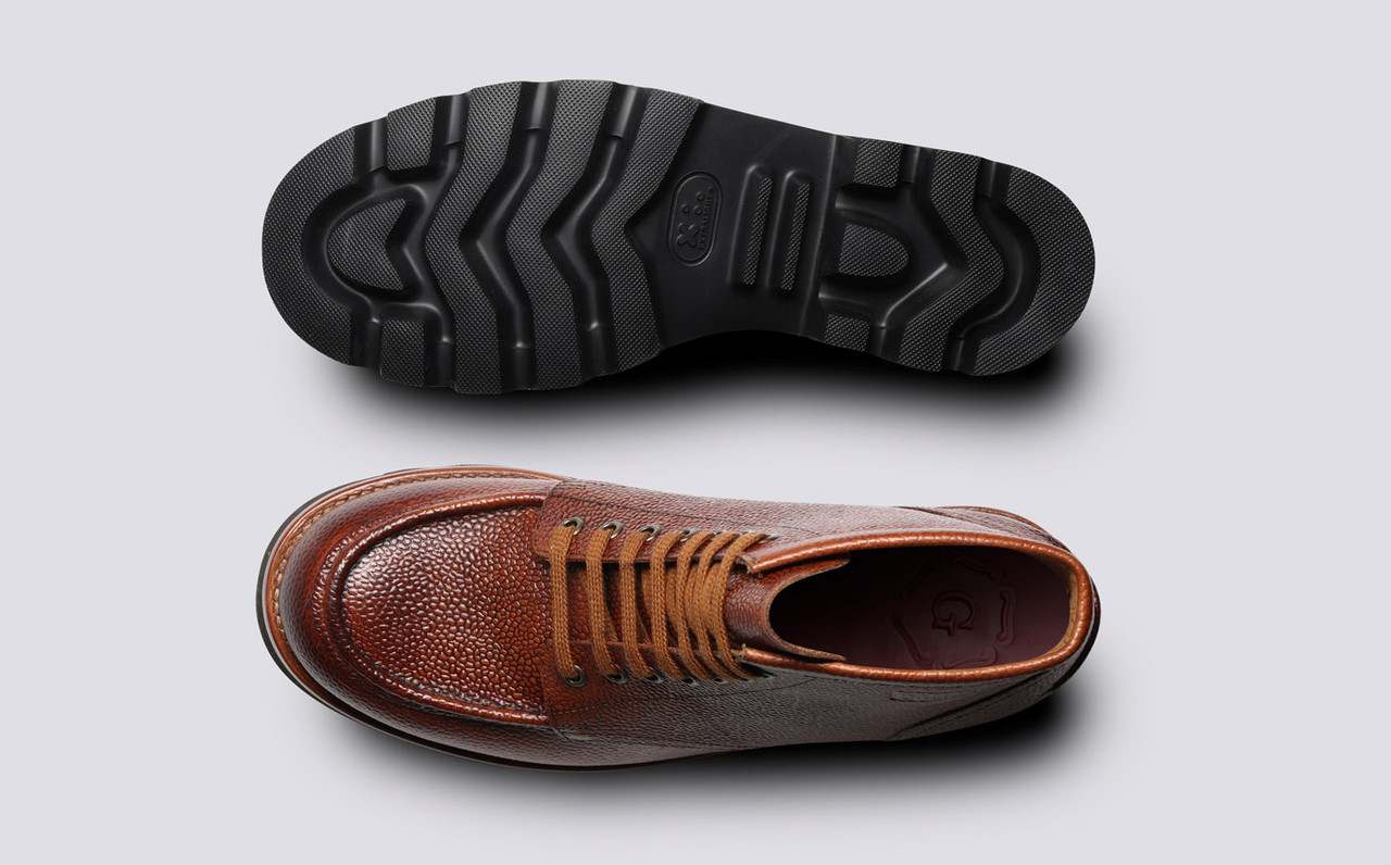 GRENSON ASA Brown Leather Boots Sz 7.5 Derby Lace Up Round Toe XL Extra Light Asa_114228_16__66816.  main image 2