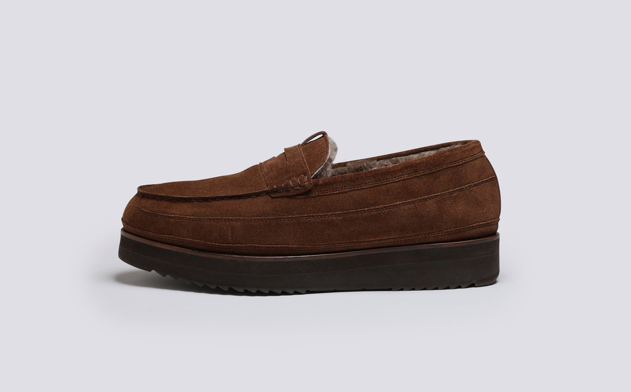 Sly 2 | Mens Slippers in Brown Suede | Grenson