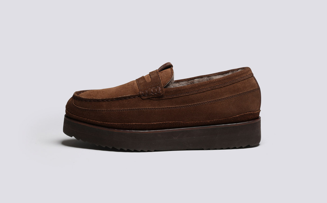 Slone 2 | Womens Slippers in Brown Suede | Grenson