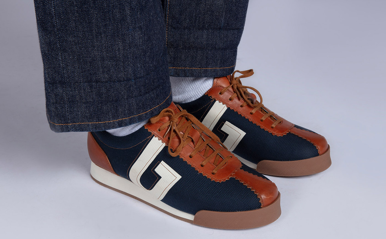 Sneaker 80 | Mens Trainers in Navy and Tan Mix | Grenson