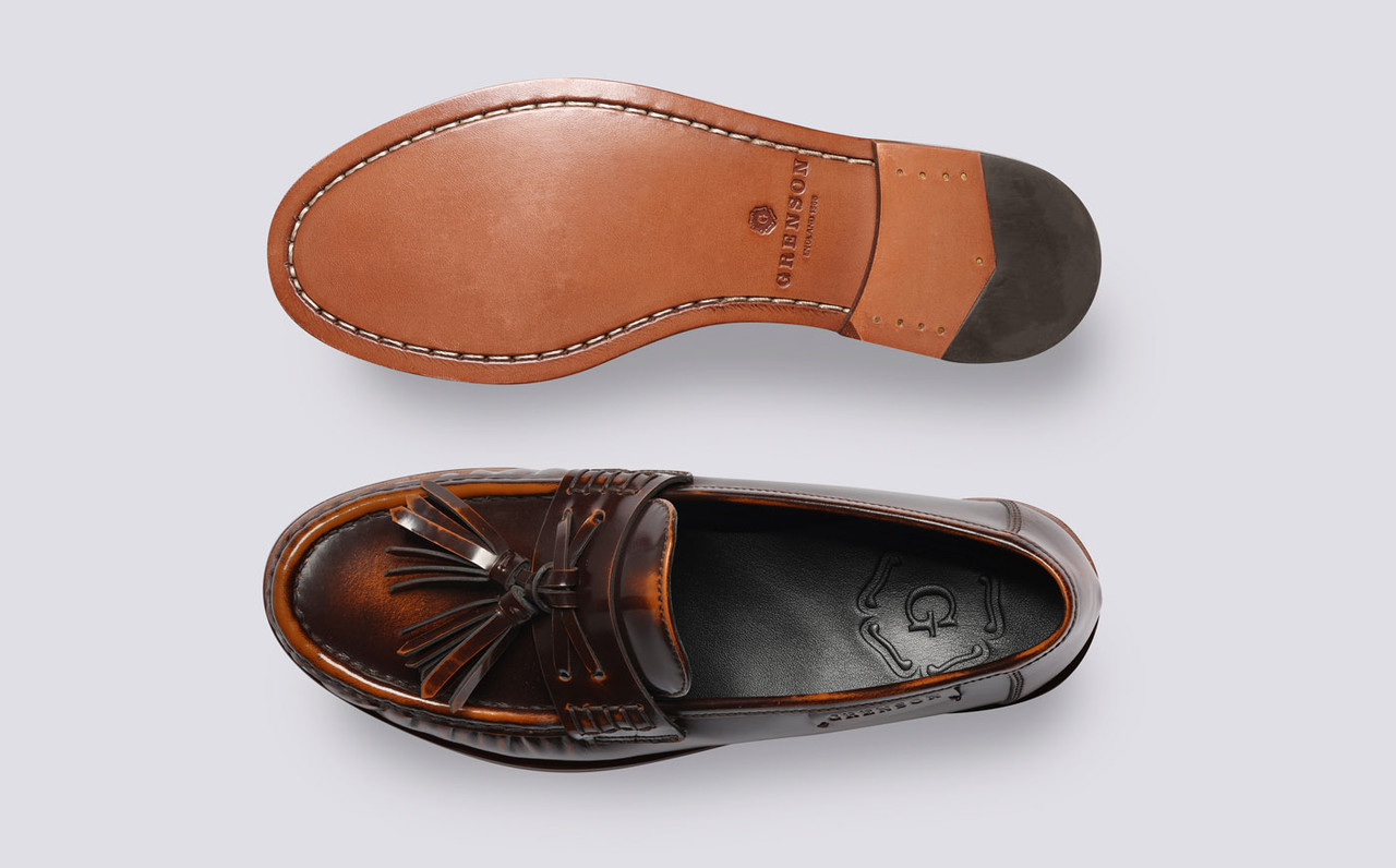 GRENSON BROWN LEATHER SLIP ON TASSEL OXFORD LOAFER EMILIA WICKSTEAD + Grenson Grenda tasseled fringed leather  main image 4