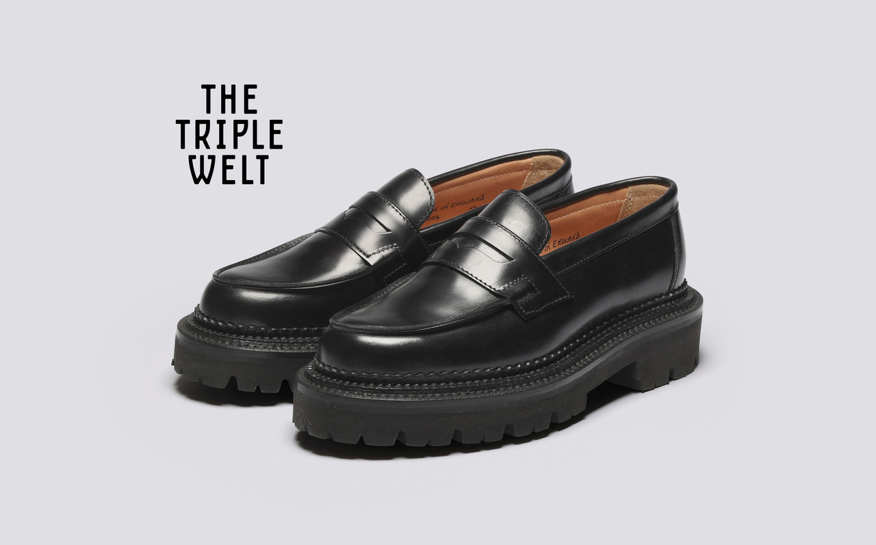Epsom | Womens Loafers in Black with Triple Welt | Grenson