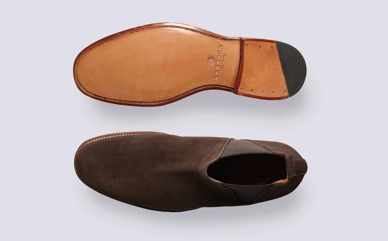 Nolan | Mens Chelsea Boots in Dark Brown Suede | Grenson display picture 1