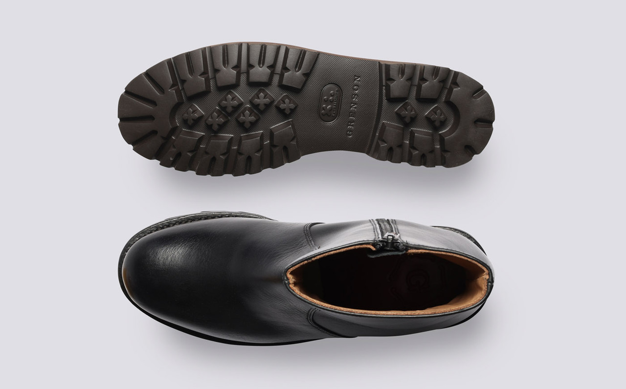 靴 98321 Bandung / BLACK CALF Nicky | Womens Zip Boots in Black Leather | Grenson