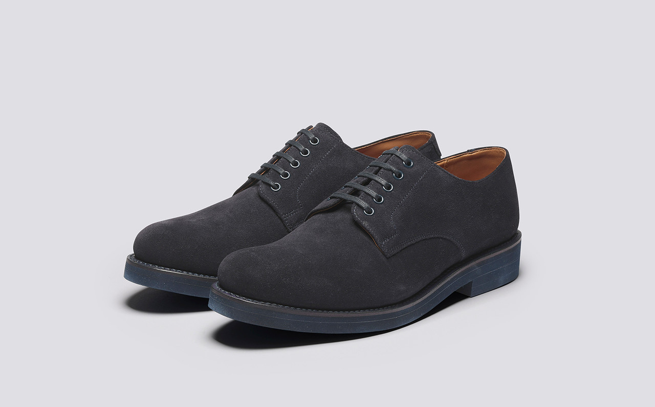 Curt | Goodyear Welted Derby Shoes for Men in Navy Suede  display picture 2