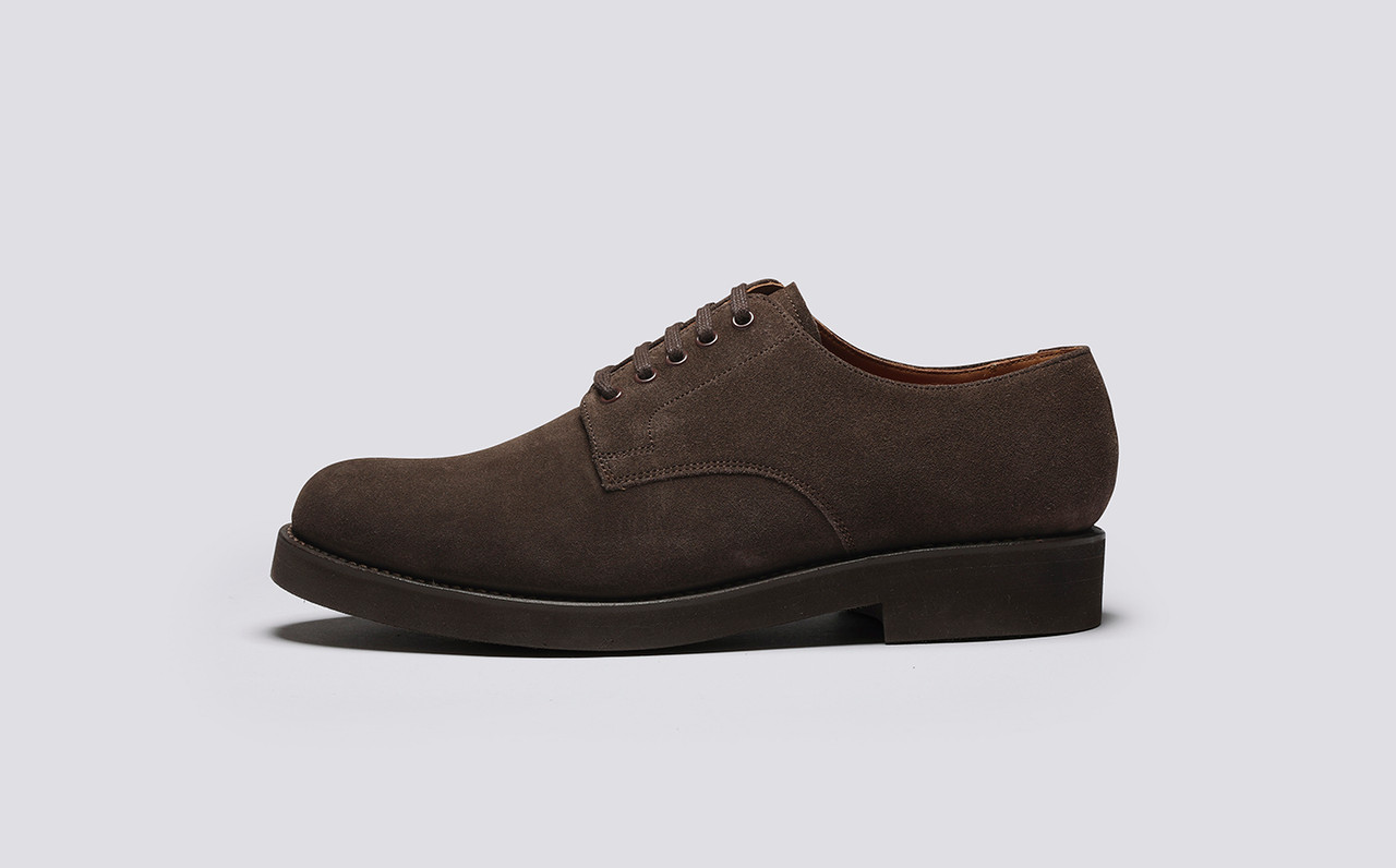 Curt | Goodyear Welted Derby Shoes for Men in Brown Suede | Grenson
