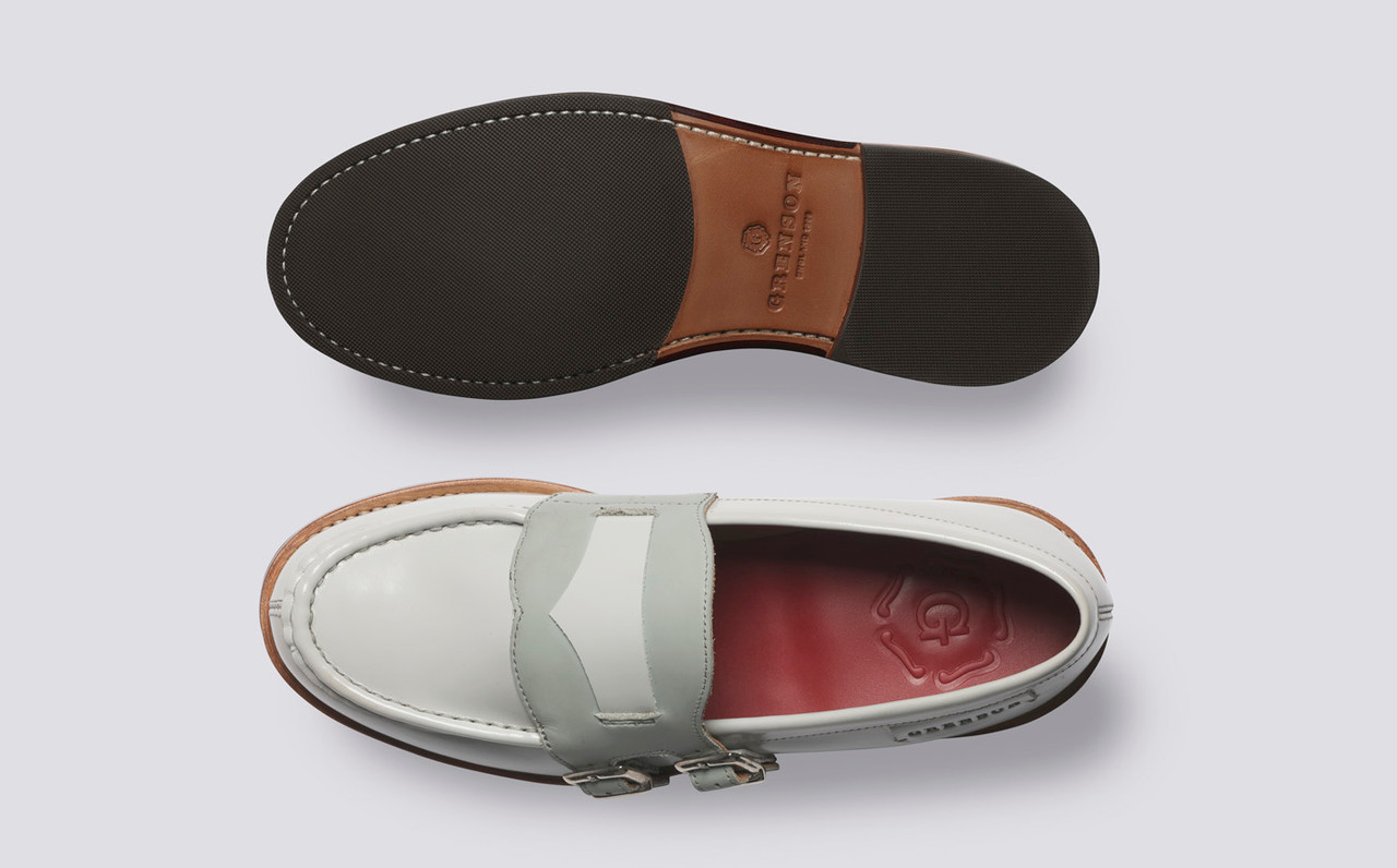 Samantha | Womens Leather Loafer on Leather Sole with Double