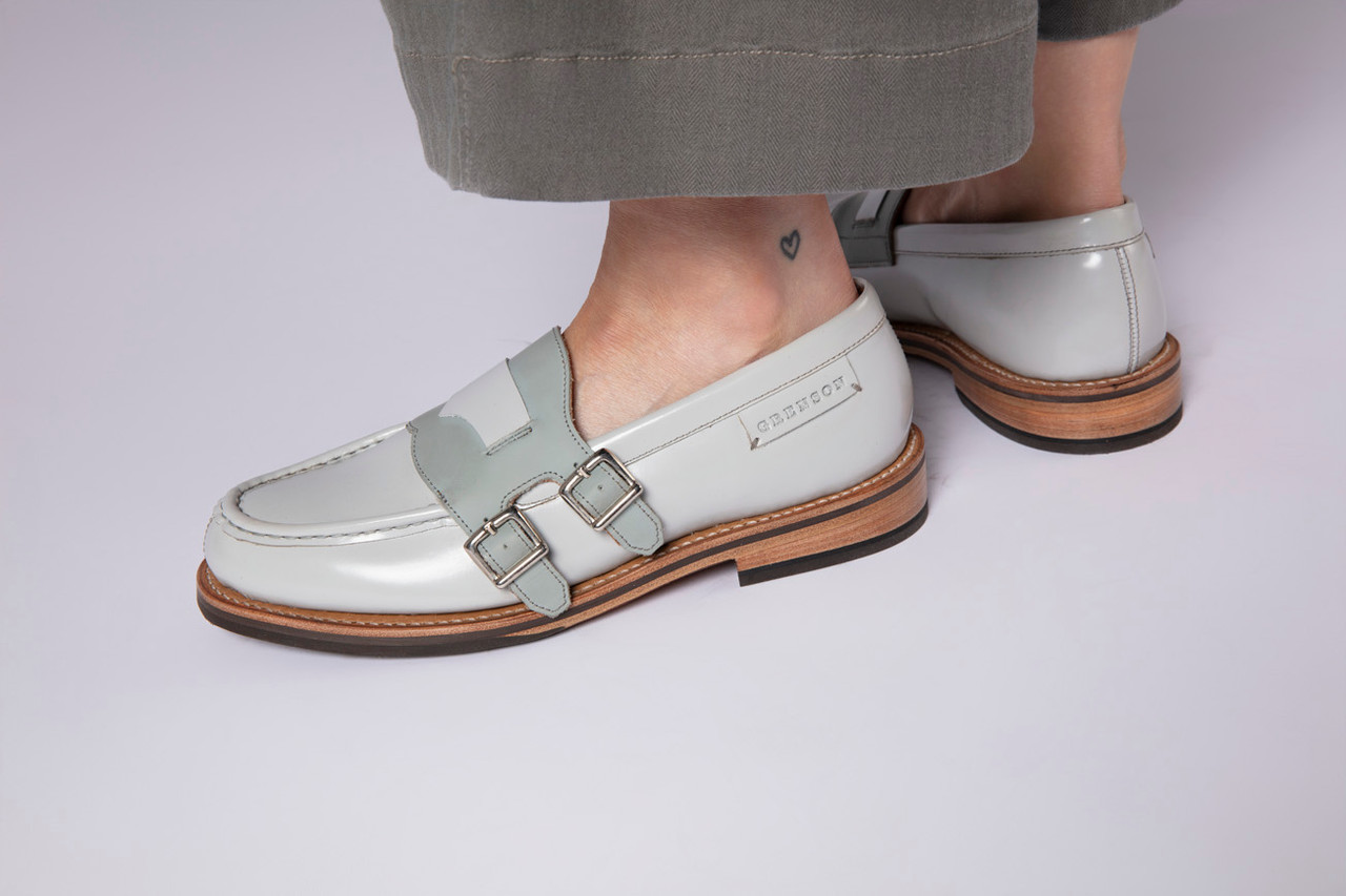 Samantha | Womens Leather Loafer on Leather Sole with Double