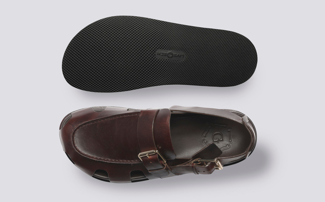 Dale | Men's Brown Pull Up Leather Clog Sandal on Rubber Sole