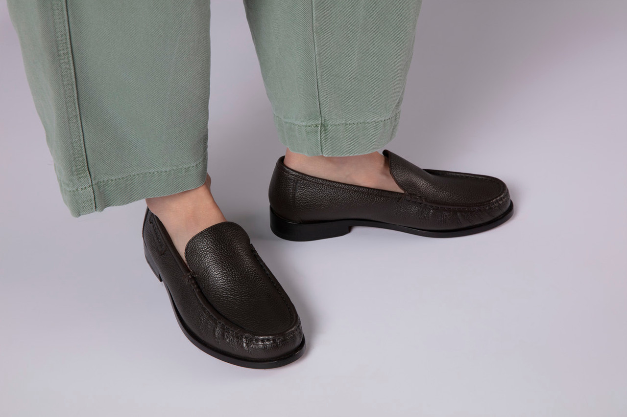 Norma | Women's Handsewn Moccasin in Dark Brown Leather on Leather