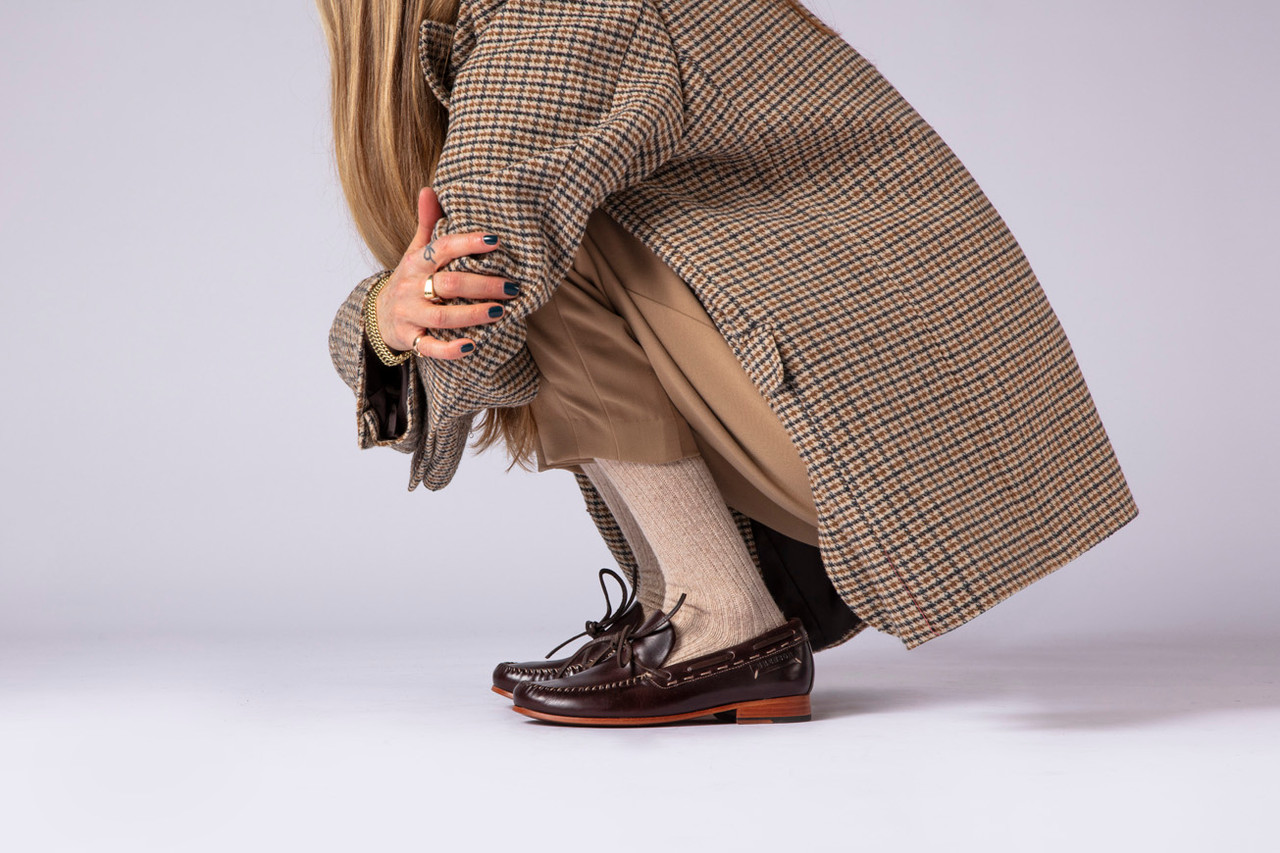 Melody | Women's Moccasin in Brown Waxed Pull-Up Leather on