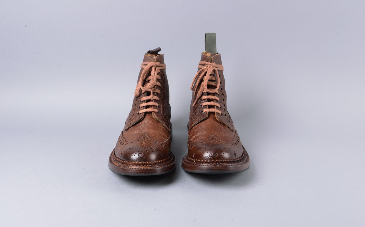 Fred | Refurbished Mens Brogue Boots in Dark Brown Grain Leather