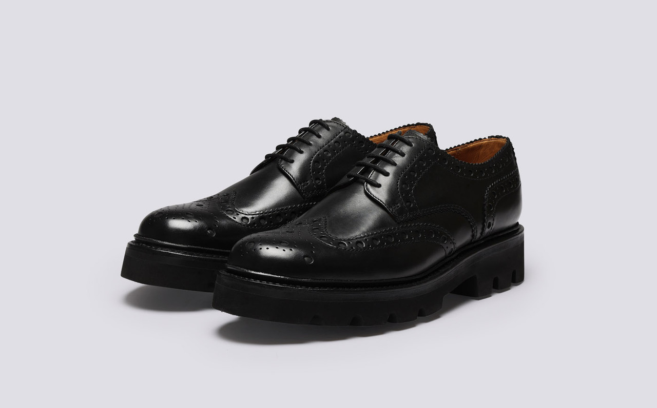 Archie | Mens Brogues in Black Leather 