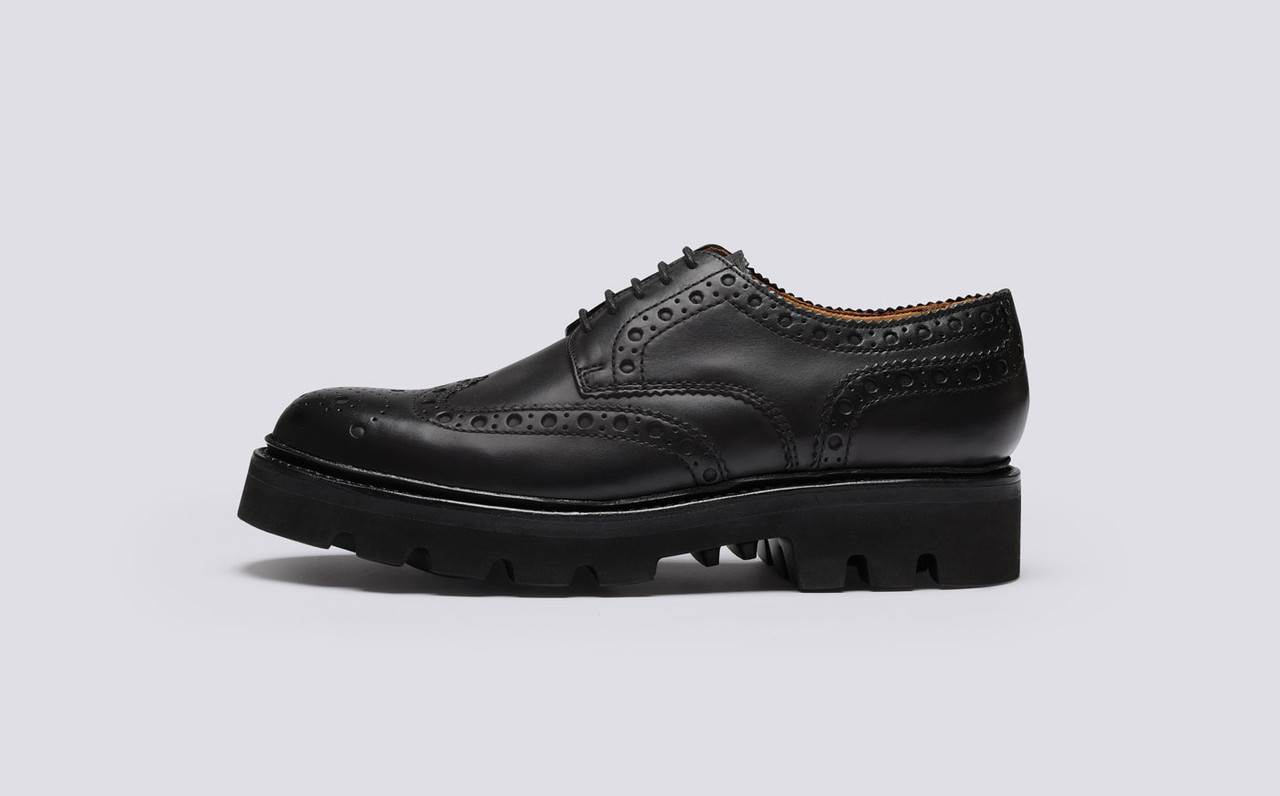 Archie | Mens Brogues in Black Leather 