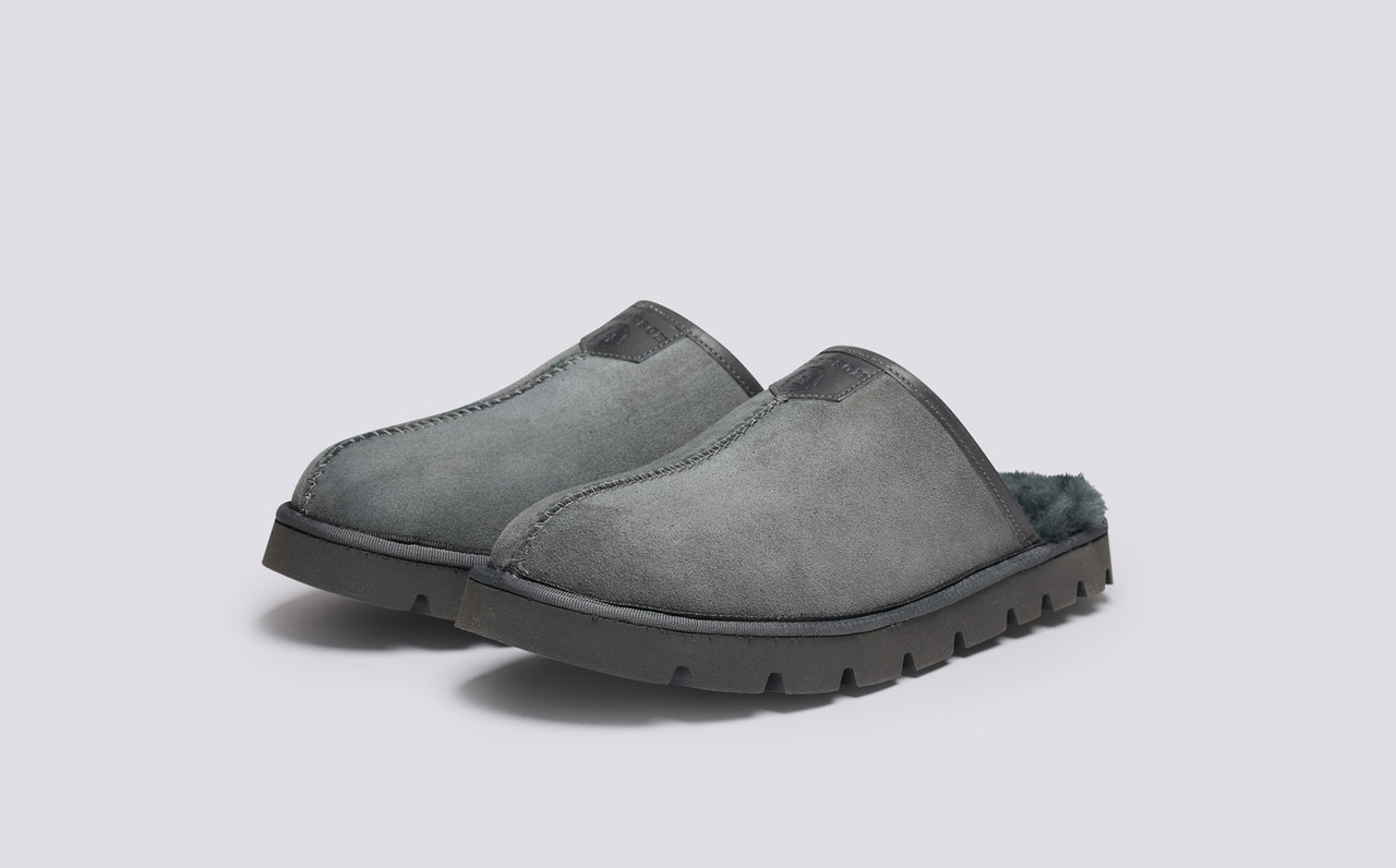 grey shearling slippers