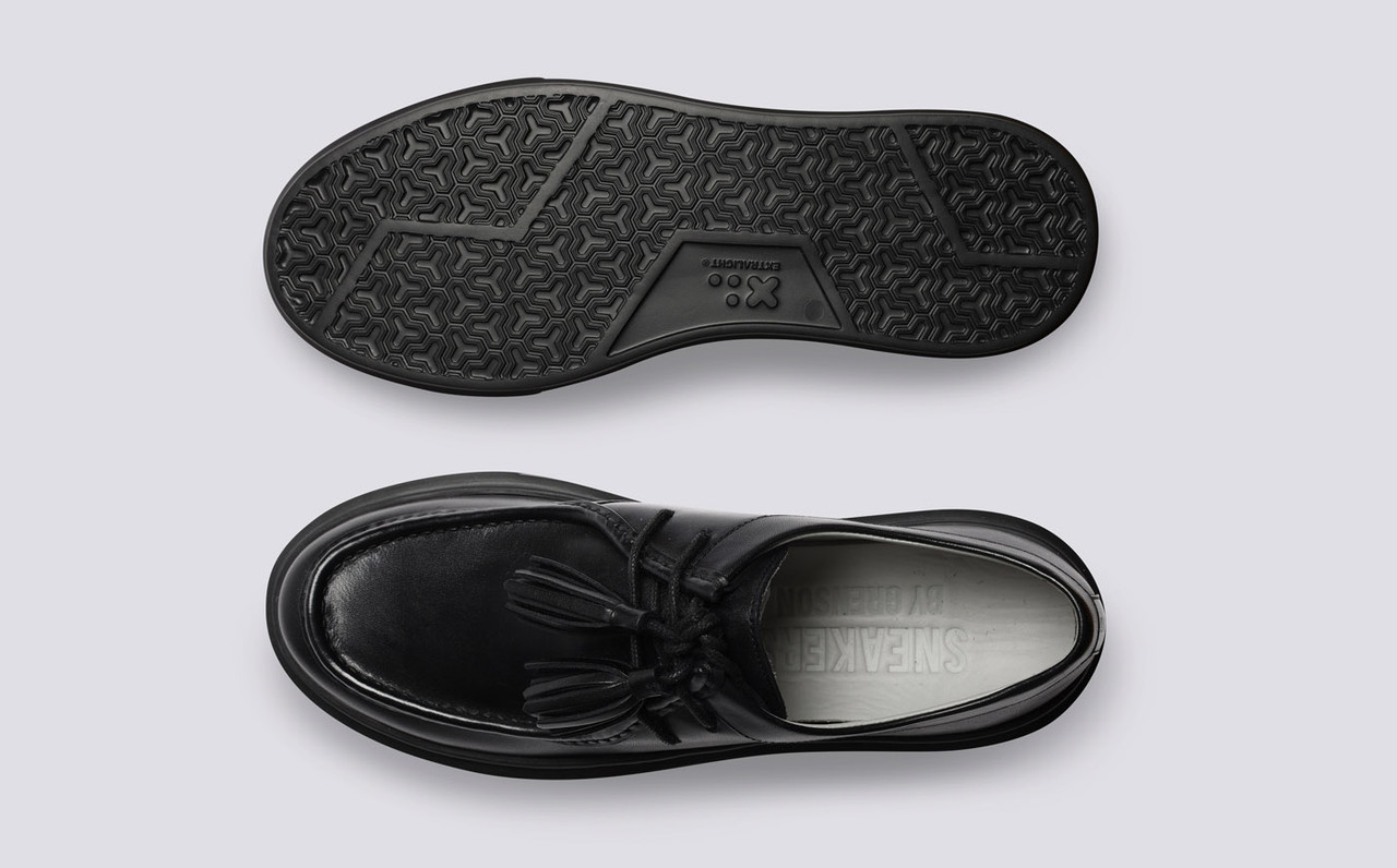 women's all black leather tennis shoes