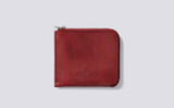 Zip Around Wallet in Red Handpainted Leather | Grenson - Main View