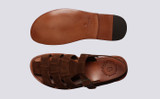 Quincy | Mens Sandals in Brown Suede | Grenson  - Top and Sole View