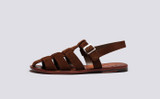 Quincy | Mens Sandals in Brown Suede | Grenson - Side View