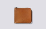 Zip Around Wallet in Tan Handpainted Leather | Grenson - Front View