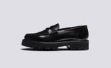 Jefferson | Loafers for Men in Black Hi Shine Leather | Grenson - Side View