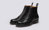 Grenson Shoe No.1 in Black Glace Kid Leather - Main View